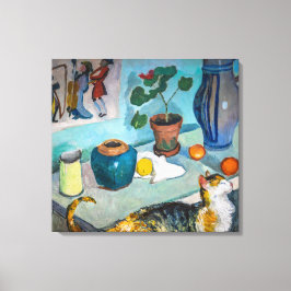 Impressão Em Tela Vida Estática com Gato | Auguste Macke |