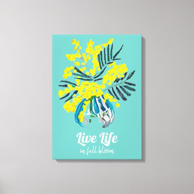 Impressão Em Tela Vida no cheio Flor Amarelo Wattle Mimosa (Frente)