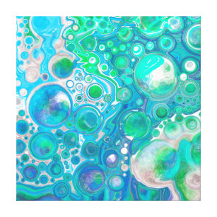 Impressão Em Tela Vidro do Mar Azul e Marte Verde Arte Fluida