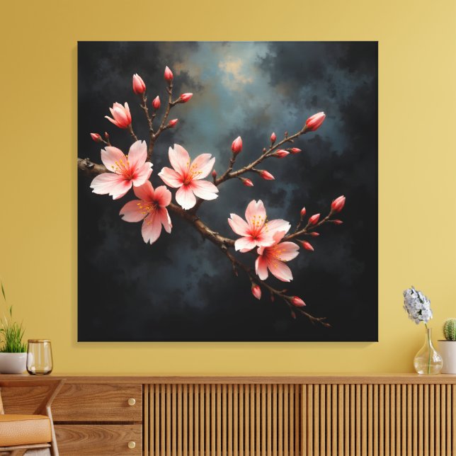Impressão Em Tela Vietnamese Peach Blossom Art (Insitu(Sala de estar))