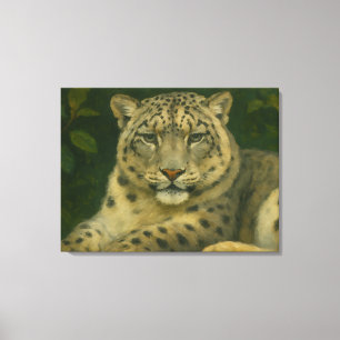 Impressão Em Tela Vigia Silenciosa - Leopardo da Neve na Luz da Flor