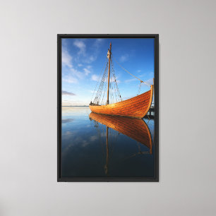 Impressão Em Tela Viking Longship Refletion - Escandinávia - Reflexã
