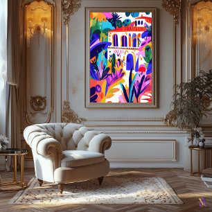 Impressão Em Tela Villa Mediterrânea Colorida em Estilo Fauvista