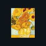 Impressão Em Tela Vincent Van Gogh 12 Girassóis Impressionista<br><div class="desc">O vaso de girassóis de Vincent Van Gogh com 12 flores é uma das famosas séries de girassóis de Van Gogh. Esta pintura de girassóis faz parte do segundo conjunto de belas pinturas impressionistas de girassóis, criadas por ele em 1888. Os girassóis são amarelos contra um fundo azul claro. Assim...</div>