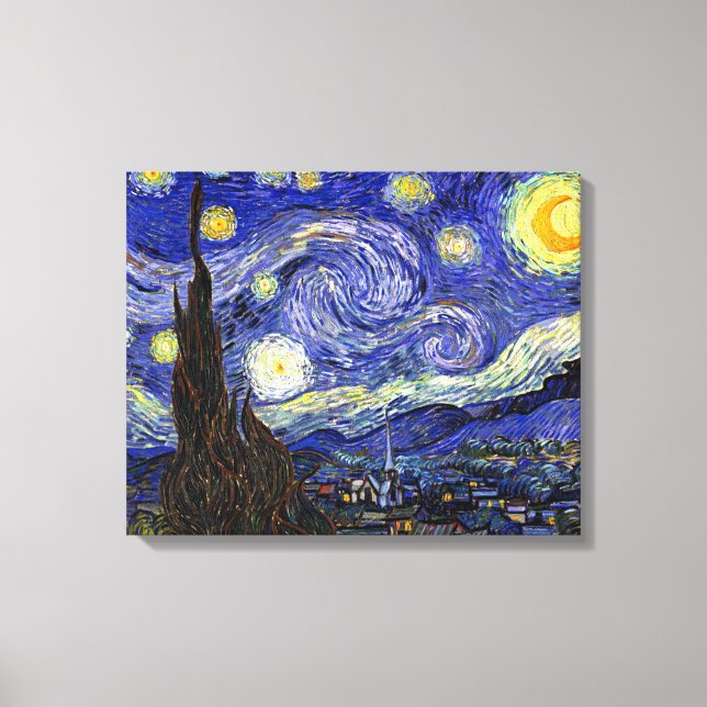 Impressão Em Tela Vincent Van Gogh - A Bela Arte da Noite Estrelada (Frente)