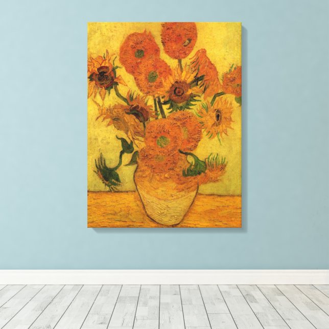 Impressão Em Tela Vincent van Gogh Ainda Vase com 15 Girassóis (Insitu(piso de madeira))