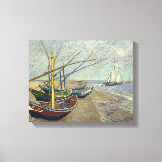 Impressão Em Tela Vincent van Gogh - Barcos de Pesca na Praia (Frente)