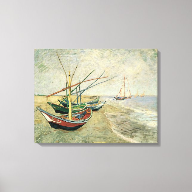 Impressão Em Tela Vincent van Gogh - Barcos de Pesca na Praia (Frente)