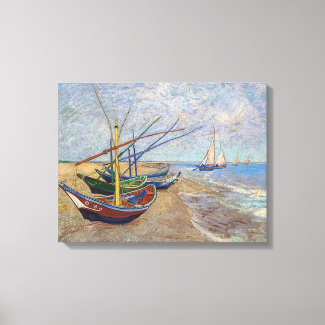 Impressão Em Tela Vincent van Gogh - Barcos de Pesca na Praia (Frente)