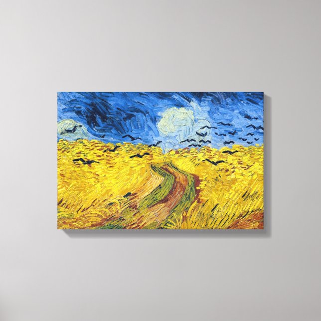 Impressão Em Tela Vincent van Gogh - Campo de Trigo com Corvos (Frente)