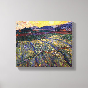 Impressão Em Tela Vincent Van Gogh - Campo Enclausurado com Sol Nasc