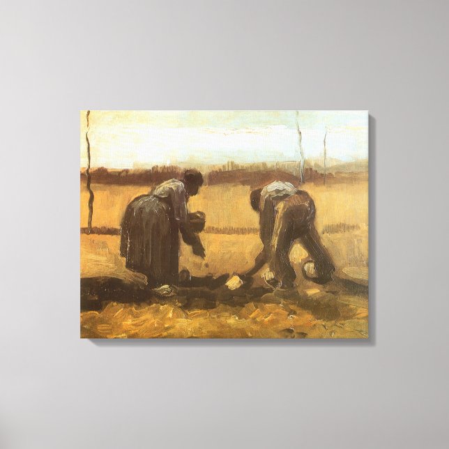 Impressão Em Tela Vincent van Gogh - Camponeses Plantando Batatas (Frente)