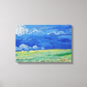 Impressão Em Tela Vincent van Gogh - Campos de trigo sob nuvens de t