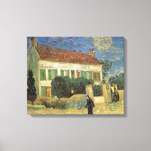 Impressão Em Tela Vincent van Gogh - Casa Branca à Noite (Frente)