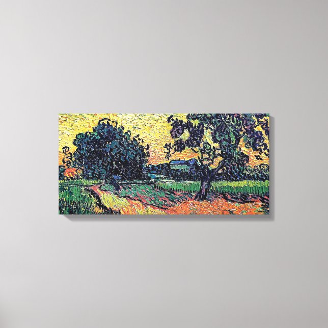 Impressão Em Tela Vincent Van Gogh - Chateau De Auvers No Sunset (Frente)