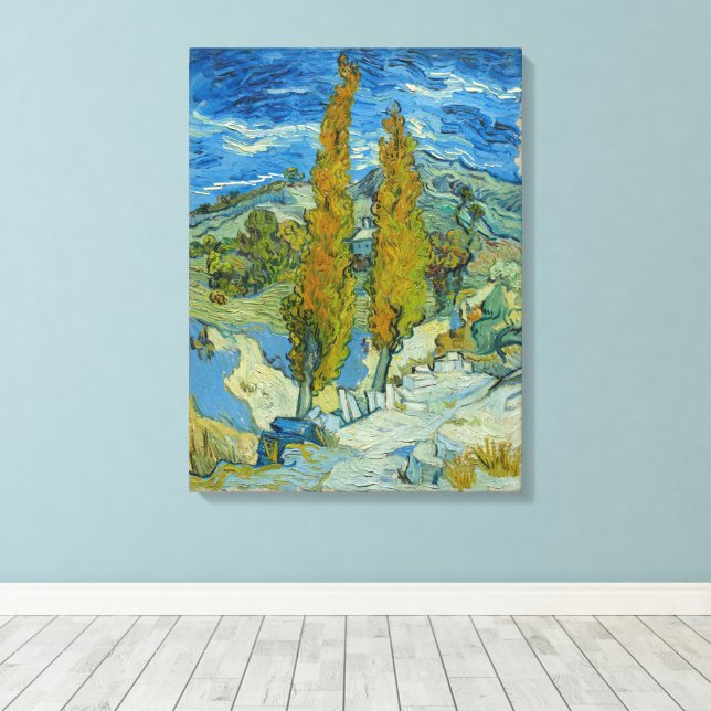 Impressão Em Tela Vincent Van Gogh, Dois Poplars nos Alpilles (Insitu(piso de madeira))