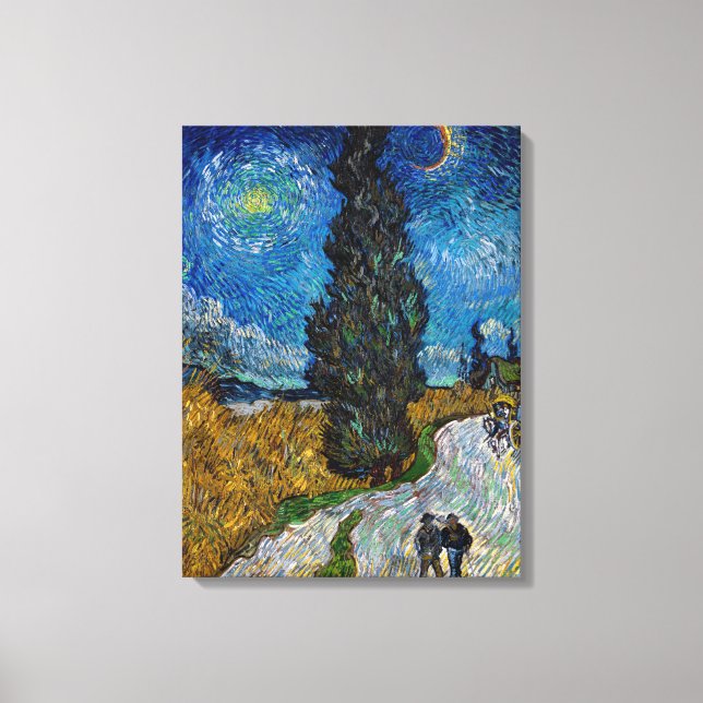 Impressão Em Tela Vincent van Gogh - Estrada com Cipreste e Estrela (Frente)