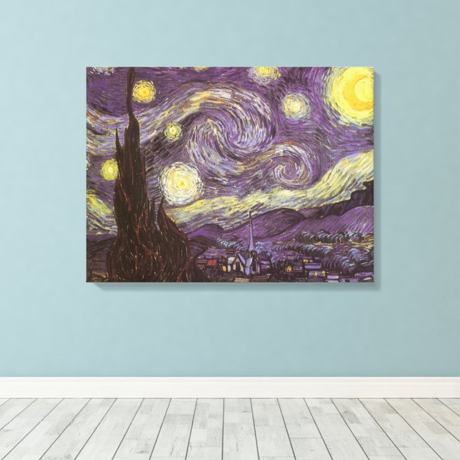 Impressão Em Tela Vincent van Gogh - Noite Estrelada (Insitu(piso de madeira))