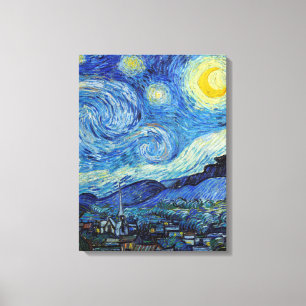 Impressão Em Tela Vincent Van Gogh Noite Estrelada Arte Fina Vintage