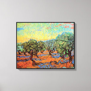 Impressão Em Tela Vincent Van Gogh - Olival com Céu Alaranjado