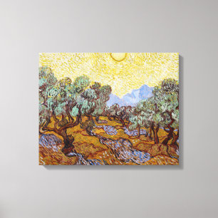 Impressão Em Tela Vincent van Gogh - Oliveiras, Céu Amarelo e Sol