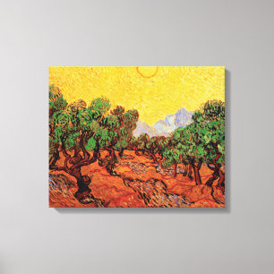 Impressão Em Tela Vincent Van Gogh - Oliveiras com Céu Amarelo