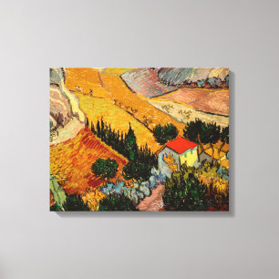 Impressão Em Tela Vincent van Gogh - Paisagem, Casa e Plowman