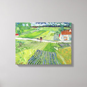 Impressão Em Tela Vincent van Gogh - Paisagem com Carruagem e comboi
