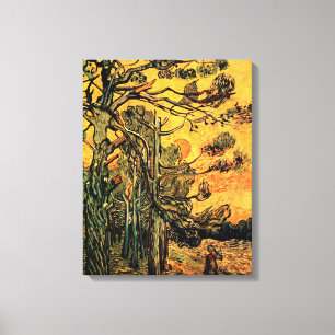 Impressão Em Tela Vincent Van Gogh - Pinheiros Contra um Céu Vermelh
