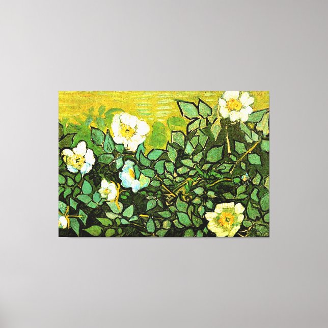 Impressão Em Tela Vincent van Gogh - Rosas selvagens, (Frente)