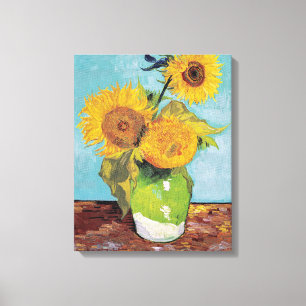 Impressão Em Tela Vincent Van Gogh - Três girassóis em um vaso