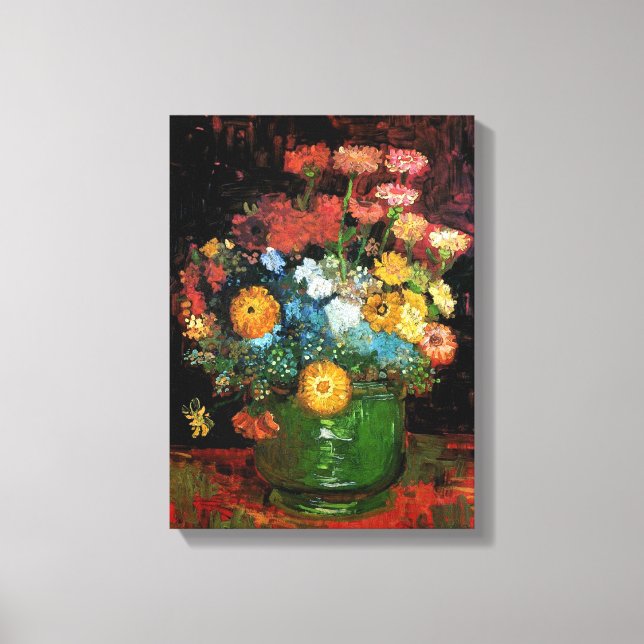 Impressão Em Tela Vincent Van Gogh - Vase Com Zinnias De Belas Artes (Frente)