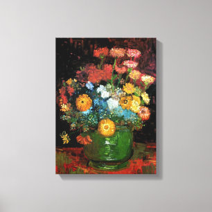 Impressão Em Tela Vincent Van Gogh - Vaso Com Zínias Arte Fino