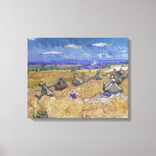 Impressão Em Tela Vincent van Gogh - Wheat Stacks with Reaper
