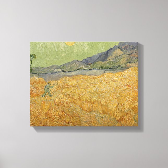 Impressão Em Tela Vincent van Gogh | Wheatfield with Reaper, 1889 (Frente)