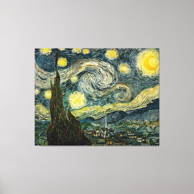 Impressão Em Tela Vincent van Gogh's The Starry Night (1889) (Frente)