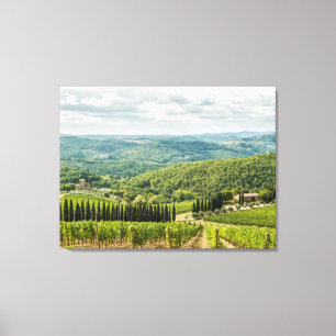 Impressão Em Tela Vineyards paisagens da manhã em Chianti.