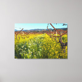 Impressão Em Tela Vinhas e Flores de Mostarda