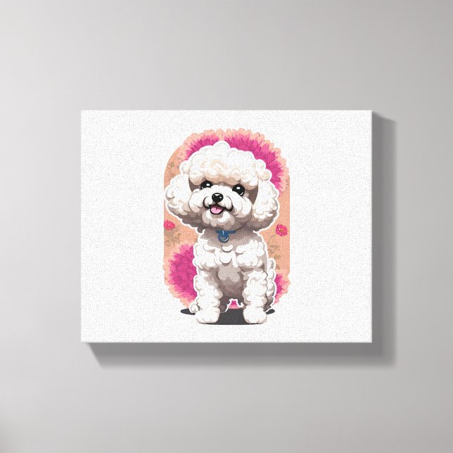 Impressão Em Tela Vinheta das Flores Hilarious Bichon Frise (Frente)
