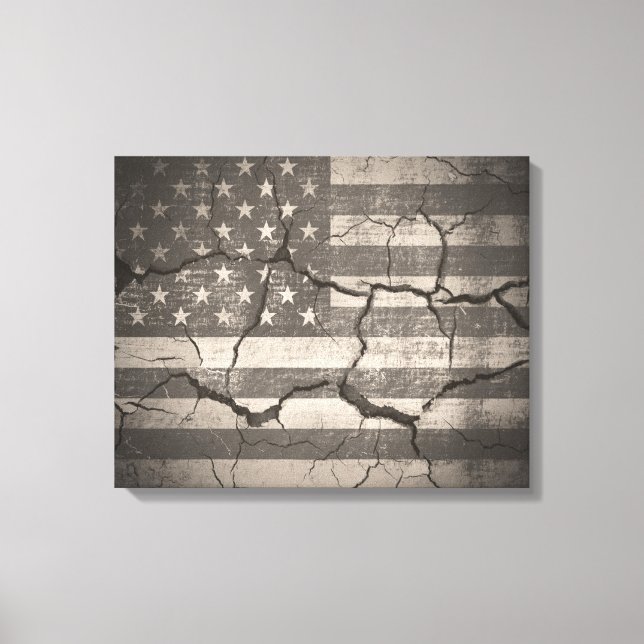Impressão Em Tela Vintage American Flag Wall (Frente)