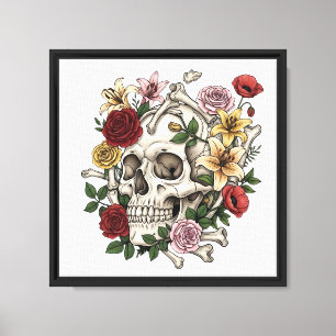 Impressão Em Tela Vintage, anatomia médica, flor do crânio