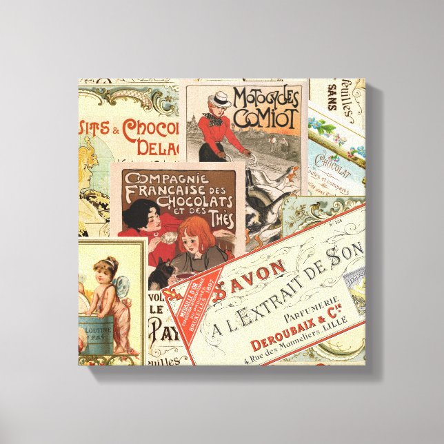 Impressão Em Tela Vintage, anúncio de chocolate francês (Frente)