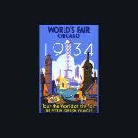 Impressão Em Tela Vintage Art Deco Chicago 1934 Fair Poster<br><div class="desc">Encontrei este belo Poster da Feira Mundial de Chicago de 1934 e achei que seria um cartão postal incrível. Também disponível como impressão de arte.</div>