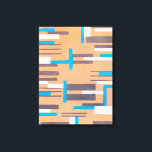 Impressão Em Tela Vintage Art Deco Jazz Pochoir, Padrão Geométrico<br><div class="desc">Ilustração Vintage art deco jazz pochoir wallpaper padrão por Serge Gladky, da Nouvelles Composition Decoratives, Paris, 1929. Pocorir é uma técnica de estêncil comum em quadros de surrealismo. Um design elegante e cúbico com formas geométricas e cores em cores complementares de laranja, marrom, azul e branco. Um padrão moderno e...</div>