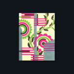 Impressão Em Tela Vintage Art Deco Jazz Pochoir Padrão Geométrico<br><div class="desc">Ilustração Vintage art deco jazz pochoir wallpaper padrão por Serge Gladky, da Nouvelles Composition Decoratives, Paris, 1929. Pocorir é uma técnica de estêncil comum em quadros de surrealismo. Um elegante e chic cubismo design floral com formas e cores geométricas. Flores cor-de-rosa com folhas verdes de um jardim de primavera num...</div>