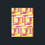 Impressão Em Tela Vintage Art Deco Jazz Pochoir Padrão Geométrico<br><div class="desc">Ilustração Vintage art deco jazz pochoir wallpaper padrão por Serge Gladky, da Nouvelles Composition Decoratives, Paris, 1929. Pocorir é uma técnica de estêncil comum em quadros de surrealismo. Design elegante e cúbico com formas geométricas e cores em cores complementares de uma laranja amarela, marrom, bronzeada e uma fuquesa rosa. Um...</div>