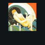 Impressão Em Tela Vintage Art Deco Mulher reformulando no sofá, Chom<br><div class="desc">Ilustração Vintage arte deco cotidiana imagem apresentando uma mulher elegante sentada e relaxando em um sofá ao lado de uma mesa com uma xícara de café e um pote de café. Reclinando a mulher por S. Chompre. "Femmes Modernes, 1926", por S. Chompré é uma série de ilustrações com mulheres contemporâneas...</div>