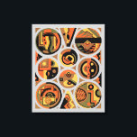 Impressão Em Tela Vintage Art Deco Pochoir Círculos Geométricos de J<br><div class="desc">Ilustração Vintage arte deco jazz pochoir padrão de Georges Valmier, do livro francês Coleção Decors et Couleurs, 1930. Pocorir é uma técnica de estêncil comum em quadros de surrealismo. Um design moderno com formas geométricas redondas de círculos, linhas e triângulos. Linda paleta de cor quente do outono com cores laranja,...</div>