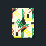 Impressão Em Tela Vintage Art Deco Pochoir Jazz Formas Geométricas<br><div class="desc">Ilustração Vintage art deco jazz pochoir wallpaper padrão por Serge Gladky, da Nouvelles Composition Decoratives, Paris, 1929. Pocorir é uma técnica de estêncil comum em quadros de surrealismo. Design elegante e cúbico com retângulos, triângulos, formas geométricas e cores em cores complementares de vermelho, preto e amarelo verde sobre fundo castanho-brando....</div>