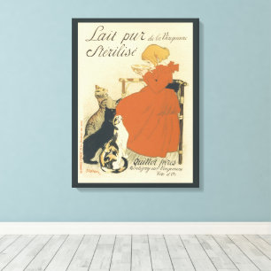 Impressão Em Tela Vintage Art Nouveau Vitoriano, Menina com Gatos Le